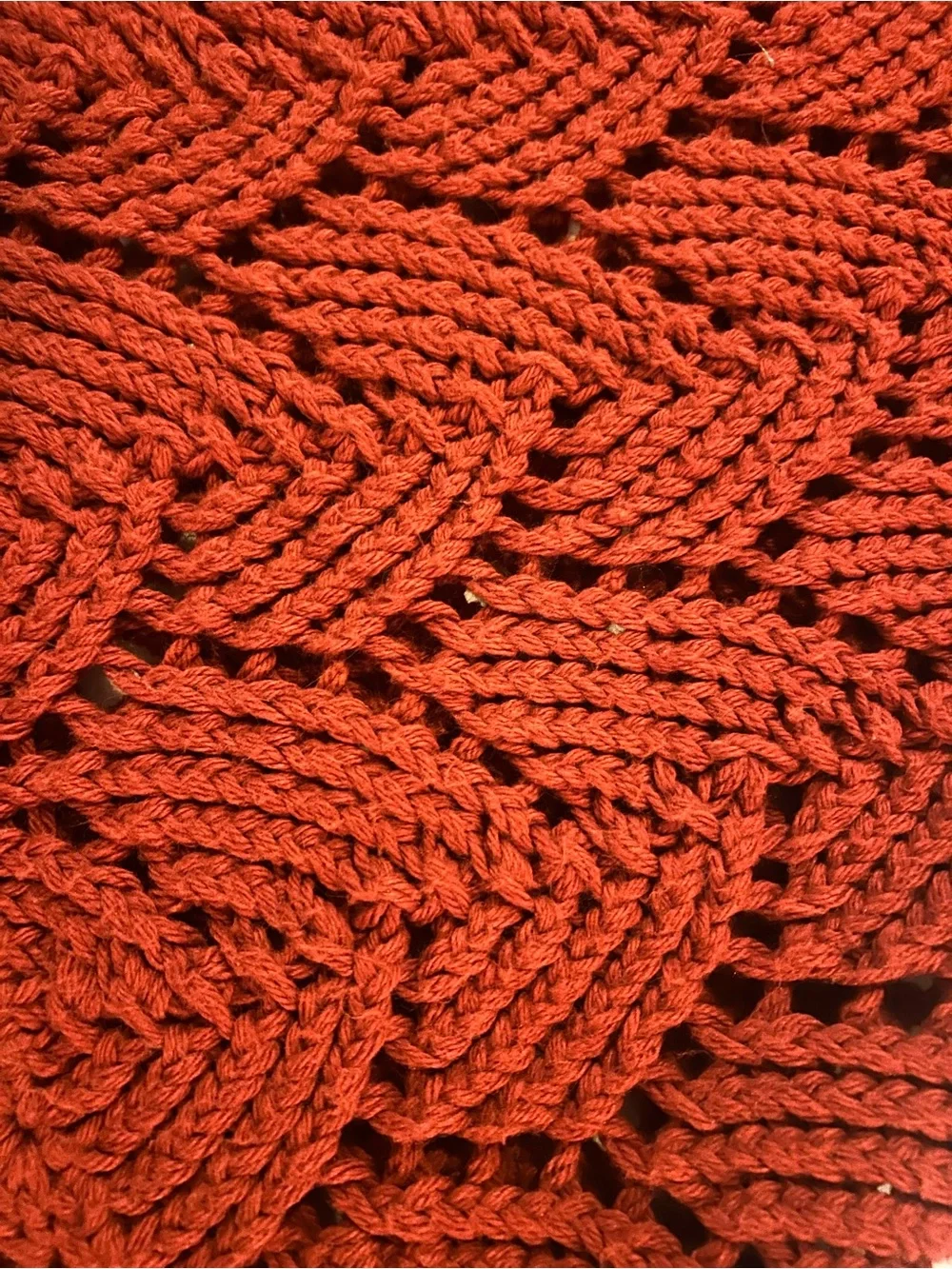 Handmade Chunky Knit Throw Blanket - Rust Color